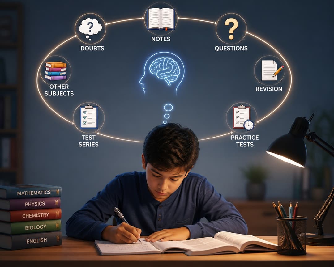A student studying with the PustakX AI tutor