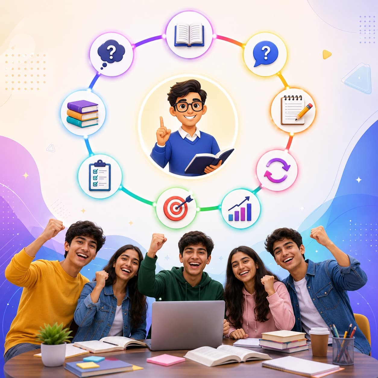 Students studying with the PustakX AI tutor